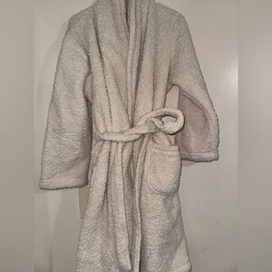 Ulta Beauty Womens L/LX Plush Faux Fur Robe Belted Pockets Long Sleeve Cream